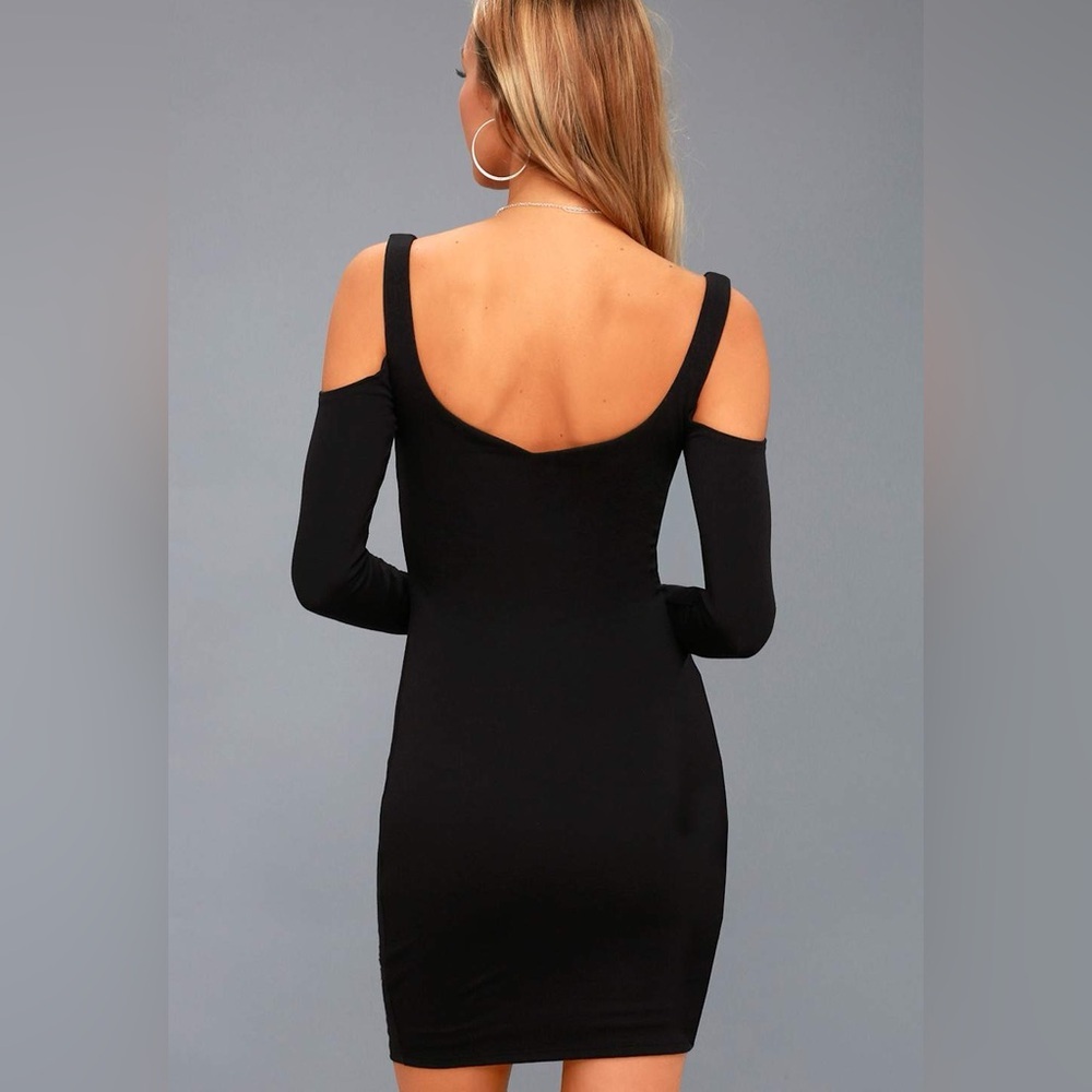Lulus Dimitri Black Cold-Shoulder Bodycon Dress - Picture 3 of 4